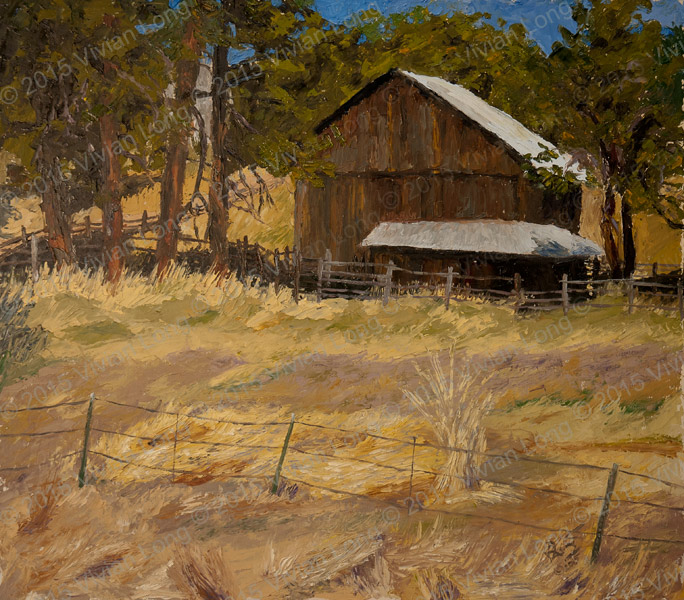 Image of painting entitled: Old Barn and Winter Grass